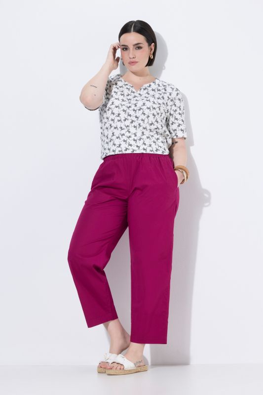 Pantalon chino Ruby 7/8 - taille élastique, jambe droite et large