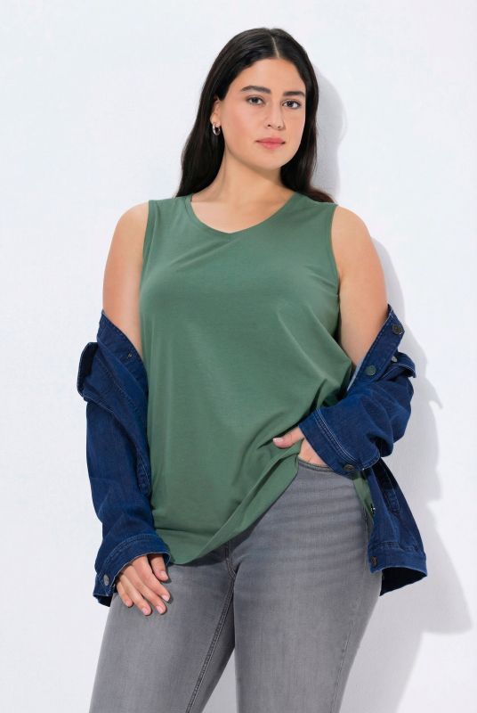 Débardeur à col V, coupe évasée et bretelles larges