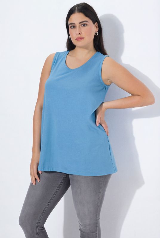 Débardeur à col V, coupe évasée et bretelles larges