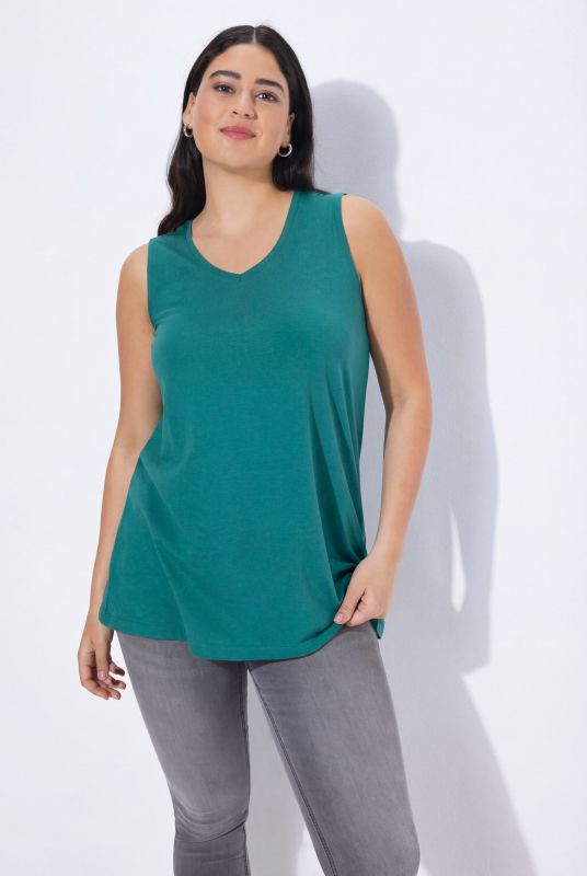 Débardeur à col V, coupe évasée et bretelles larges