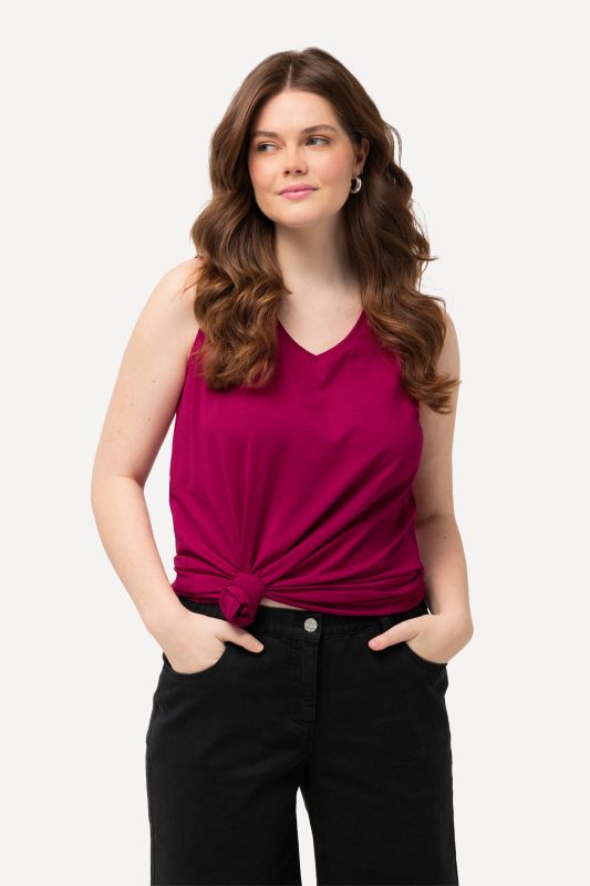 Débardeur à col V, coupe évasée et bretelles larges