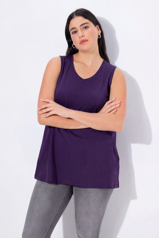 Débardeur à col V, coupe évasée et bretelles larges