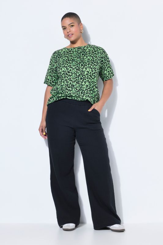 Pantalon en mousseline à jambes larges et taille élastique