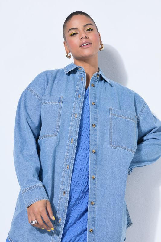 Chemisier en jean oversize, col chemise