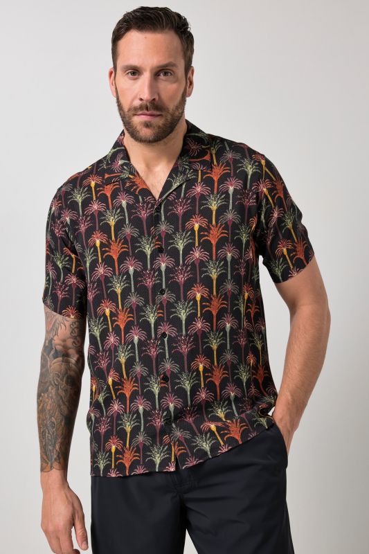 Chemise JP 1880 imprimé floral, coupe Cuba-Fit, manches courtes et col cubain - jusqu'au 8 XL