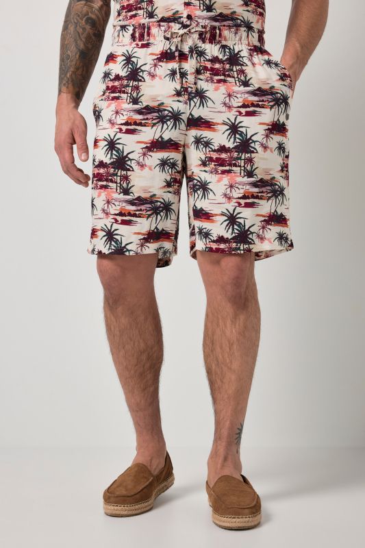 Bermuda JP 1880 en viscose à taille élastique, imprimé all-over - jusqu'au 8 XL