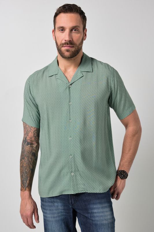 Chemise JP1880 dans un imprimé all-over, manches courtes et col cubain, coupe Cuba-Fit « flottante » - jusqu'au 8 XL