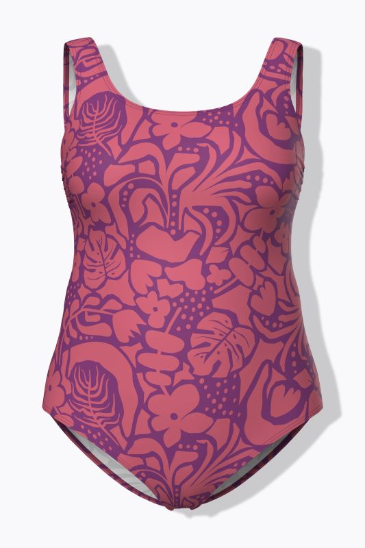 Maillot de bain à fleurs, sans bonnets souples, décolleté rond
