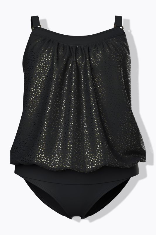 Tankini effet métallisé, base élastique et bonnets souples