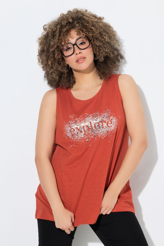 Débardeur coupe évasée, motif EXPLORE, décolleté rond