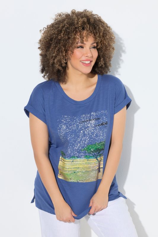 T-shirt oversize, motif savane, décolleté rond et manches courtes