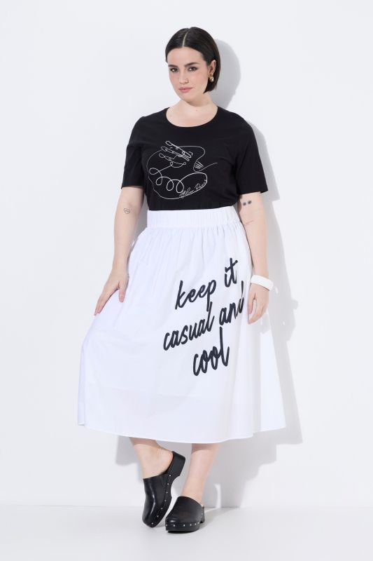 Jupe midi en Papertouch, poches et taille élastique, coupe évasée