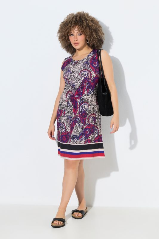 Robe en jersey sans manches, poches et décolleté rond, coupe évasée