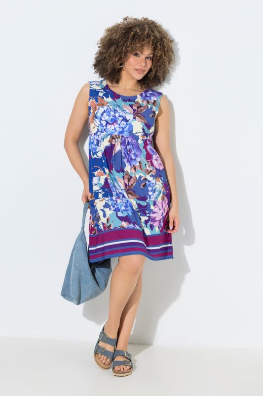 Robe en jersey sans manches, poches et décolleté rond, coupe évasée