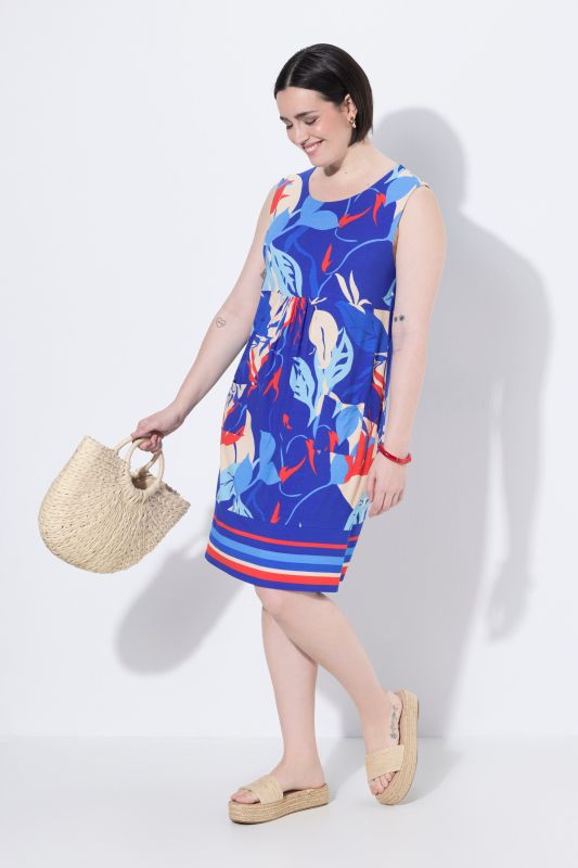 Robe en jersey sans manches, poches et décolleté rond, coupe évasée