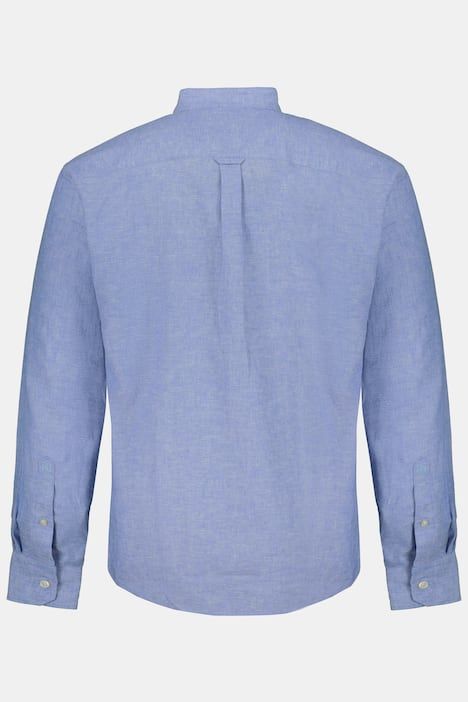 Chemise en lin mélangé. Manches longues et col officier - coupe Modern Fit