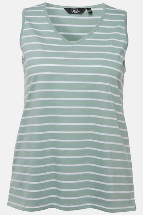 Débardeurs en lot de 2, rayures/uni. Col V, sans manches