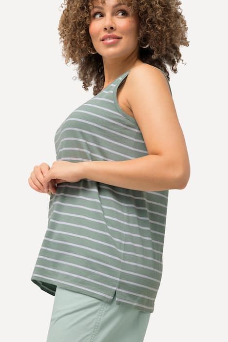 Débardeurs en lot de 2, rayures/uni. Col V, sans manches