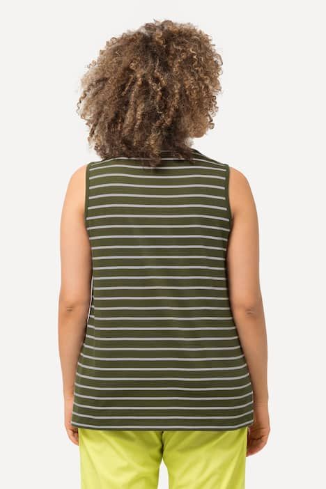 Débardeurs en lot de 2, rayures/uni. Col V, sans manches