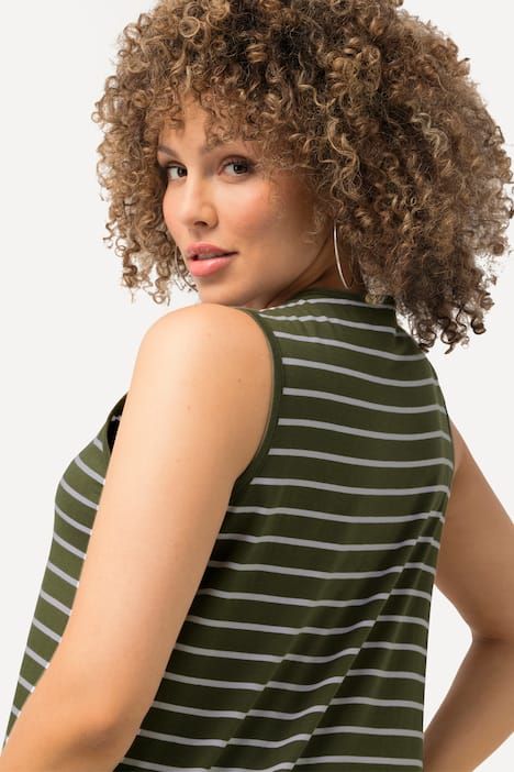 Débardeurs en lot de 2, rayures/uni. Col V, sans manches