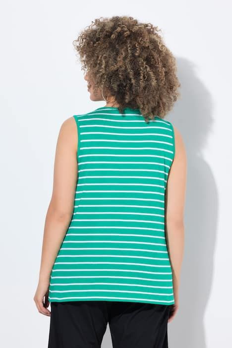 Débardeurs en lot de 2, rayures/uni. Col V, sans manches