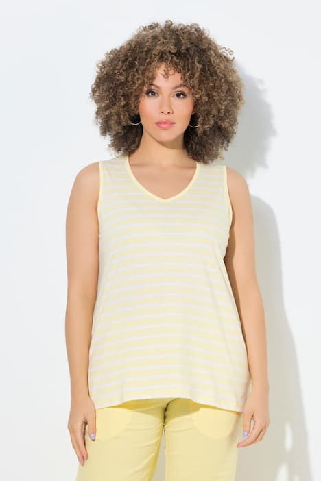 Débardeurs en lot de 2, rayures/uni. Col V, sans manches