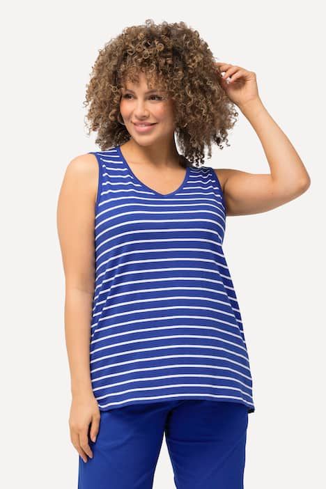 Débardeurs en lot de 2, rayures/uni. Col V, sans manches