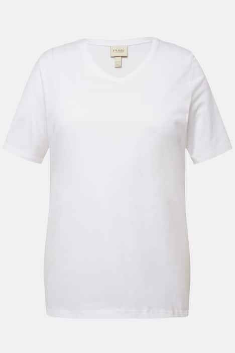 T-shirts en coton bio. Col en V et manches courtes. Lot de 2