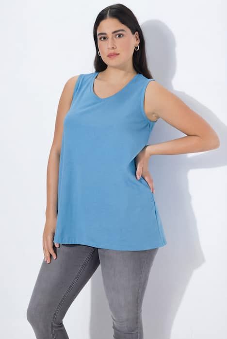 Débardeur à col V, coupe évasée et bretelles larges