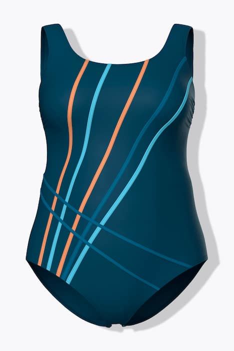 Maillot de bain sans bonnets souples, avec bandes fantaisie. Matière recyclée.