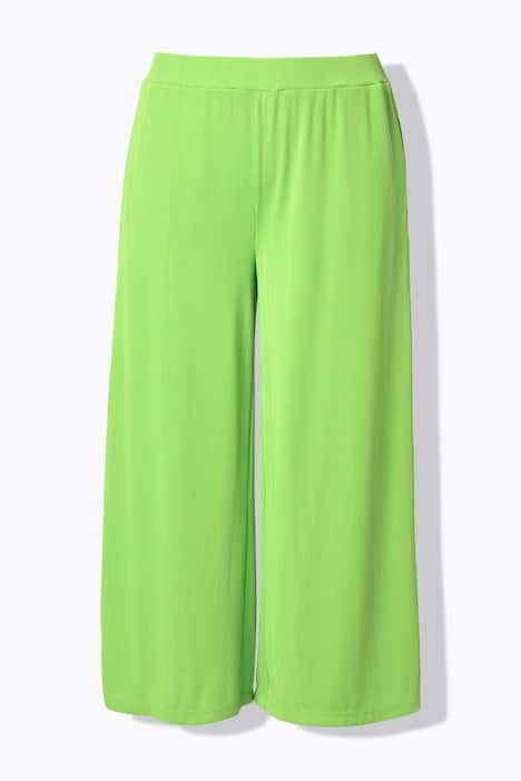 Jupe-culotte en tissu texturé. Taille élastique. Jambe droite, longueur mollet