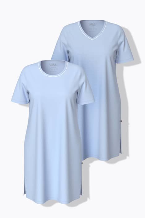 Lot de 2 chemises de nuit, décolleté rond/en V et manches courtes
