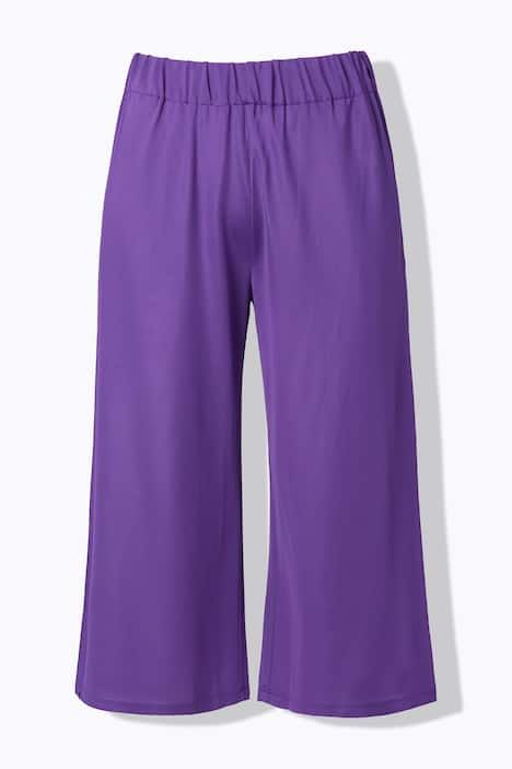 Jupe-culotte en maille fluide. Longueur mollet, jambe large. Taille élastique