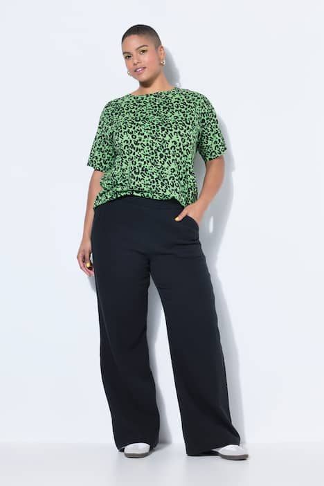 Pantalon en mousseline à jambes larges et taille élastique