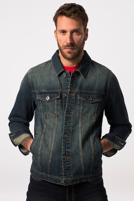 Veste en jean JP 1880, poches poitrine et patte de boutonnage - jusqu'au 8 XL