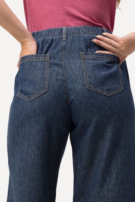 Jupe-culotte en lin mélangé. Jambe large, taille élastique