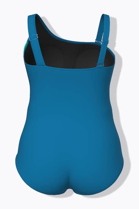 Maillot de bain esprit « colour block ». Bonnets souples. Bretelle droite amovible