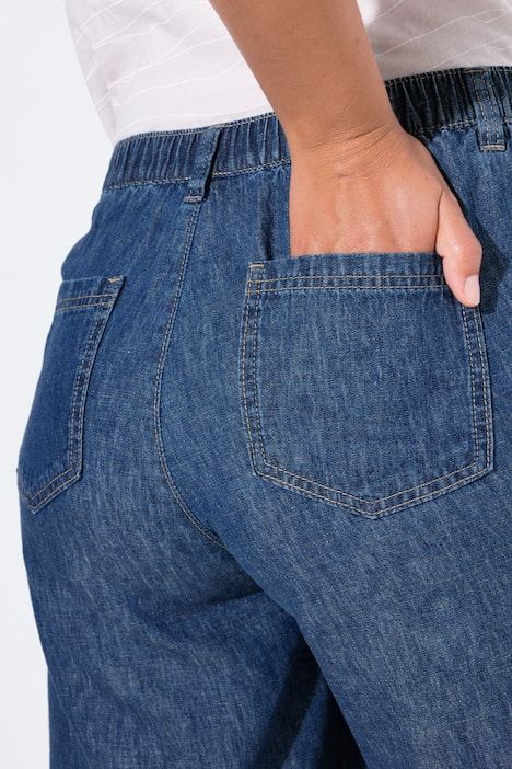 Pantalon en lin mélangé, taille élastique et jambe large