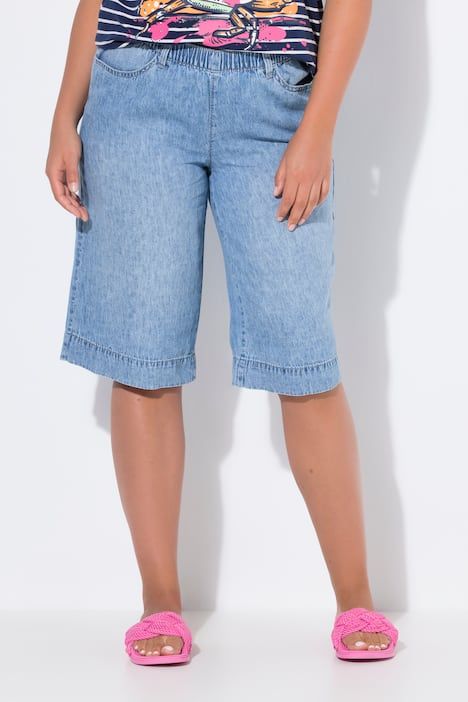 Pantalon en lin mélangé, taille élastique et jambe large