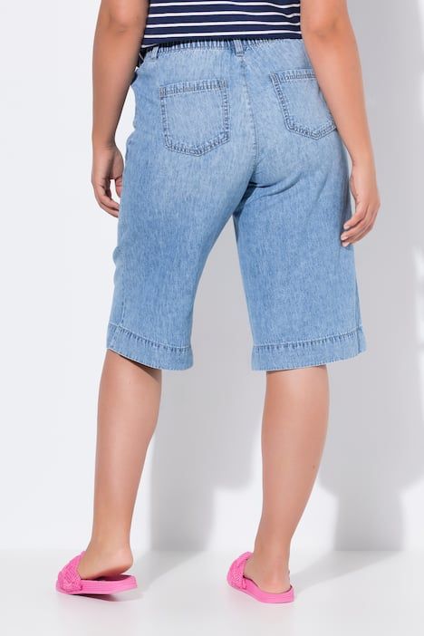 Pantalon en lin mélangé, taille élastique et jambe large