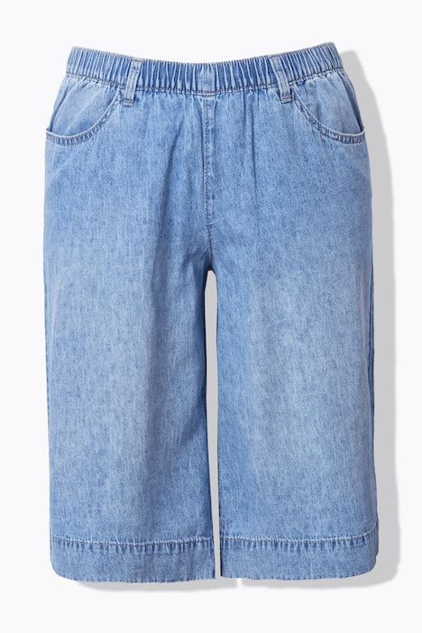 Pantalon en lin mélangé, taille élastique et jambe large