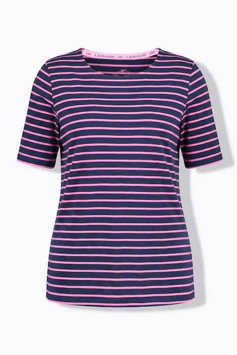 T shirt rayé à col rond et manches 1/2