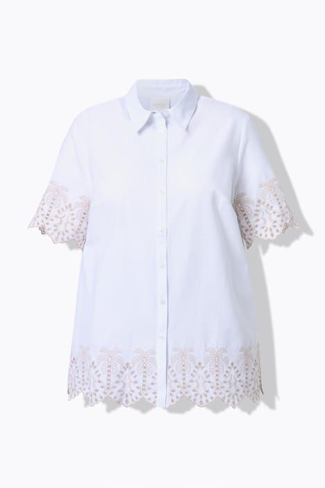 Chemisier, palmiers, col chemise, manches courtes, coton biologique