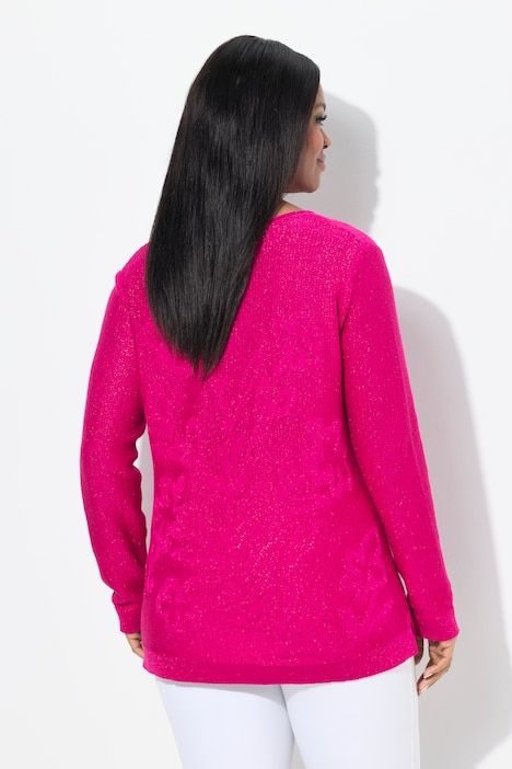 Pull, motif jacquard. Col V et manches longues