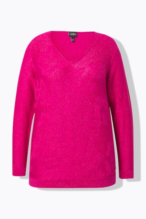 Pull, motif jacquard. Col V et manches longues