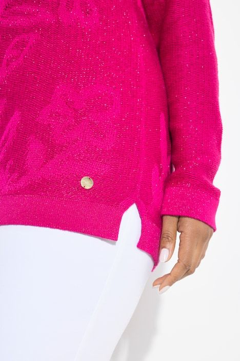 Pull, motif jacquard. Col V et manches longues