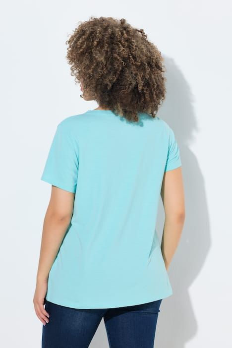 T-shirt, motif citrons. Manches courtes, encolure V. Coupe évasée