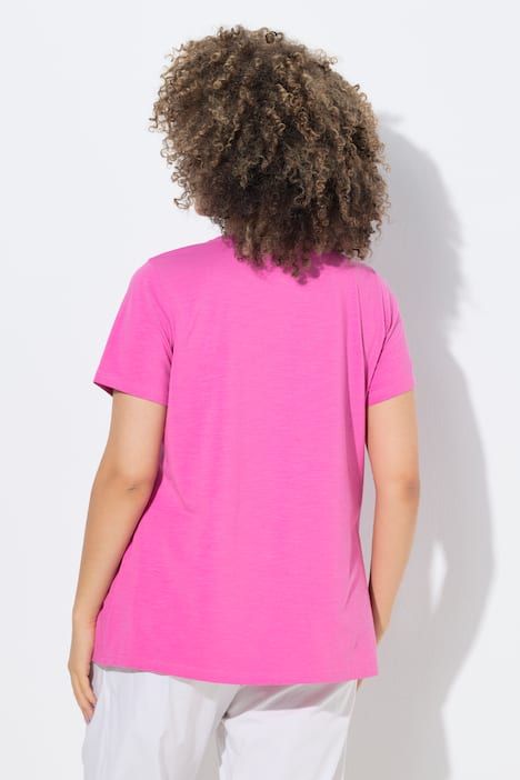 T-shirt, motif citrons. Manches courtes, encolure V. Coupe évasée