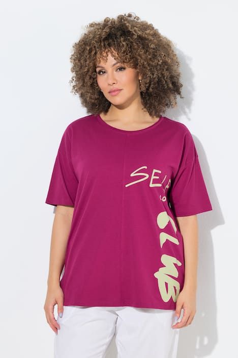T-shirt oversize, imprimé message. Col rond et manches courtes