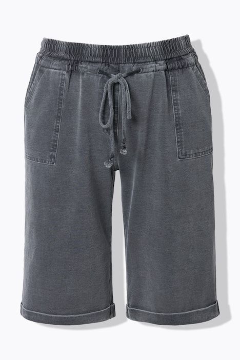 Short Rose en jersey. Jambe large et taille élastique. Teinture indigo